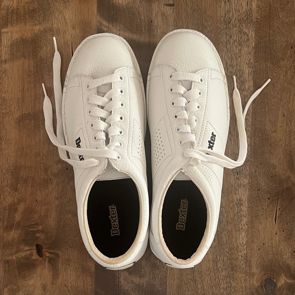 Dexter White Lace-Up Bowling Sneakers